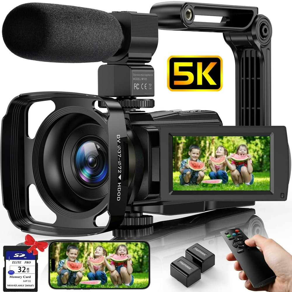 5K 48MP Digital Camcorder with Microphone and 32GB SD Card: $125.99 5K 48MP Digital Camcorder with Microphone and 32GB SD Card: $125.99