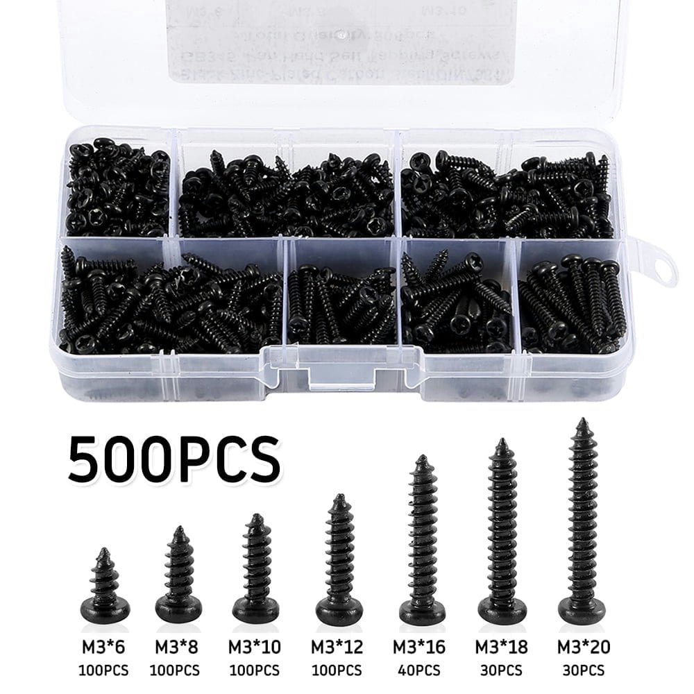 Rzvnmko M3 Black Self-Drilling Screws 500-Pack: $10