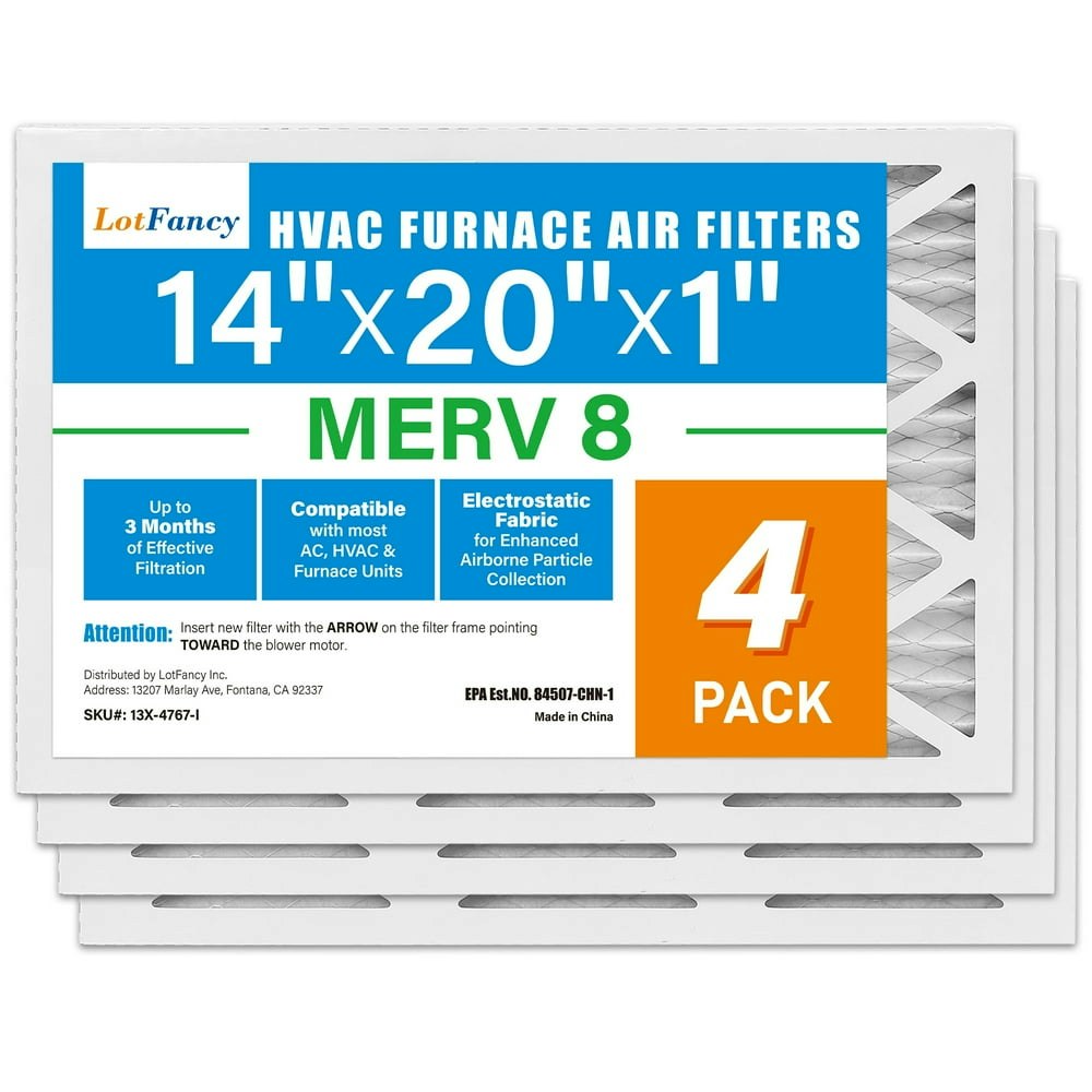 LotFancy 14x20x1 MERV 8 Pleated HVAC Air Filters 4-Pack: $29.99