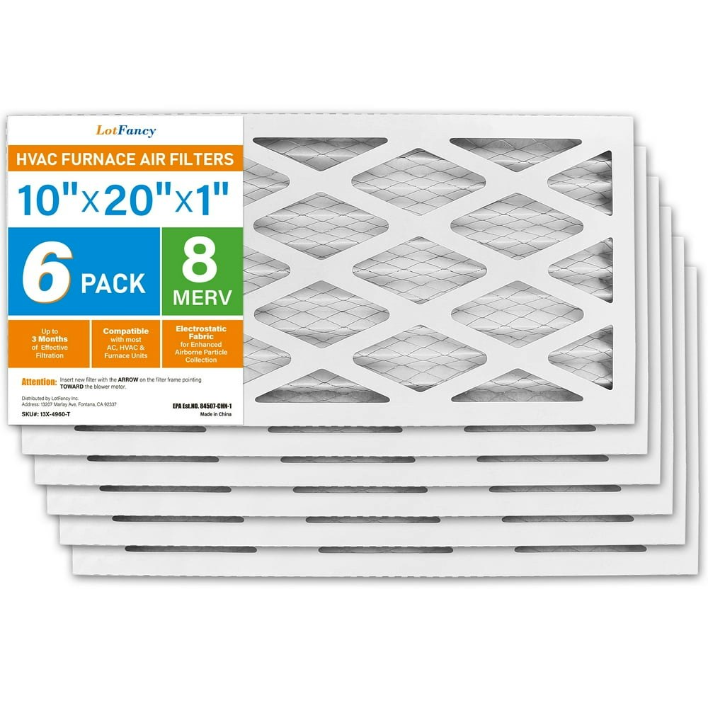 LotFancy 10"x20"x1" MERV 8 Pleated HVAC Air Filters 6-Pack: $36.99 LotFancy 10"x20"x1" MERV 8 Pleated HVAC Air Filters 6-Pack: $36.99