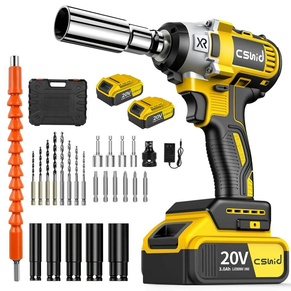 Cshidworld Cordless 1/2" Impact Wrench 2 Batteries: $46.99