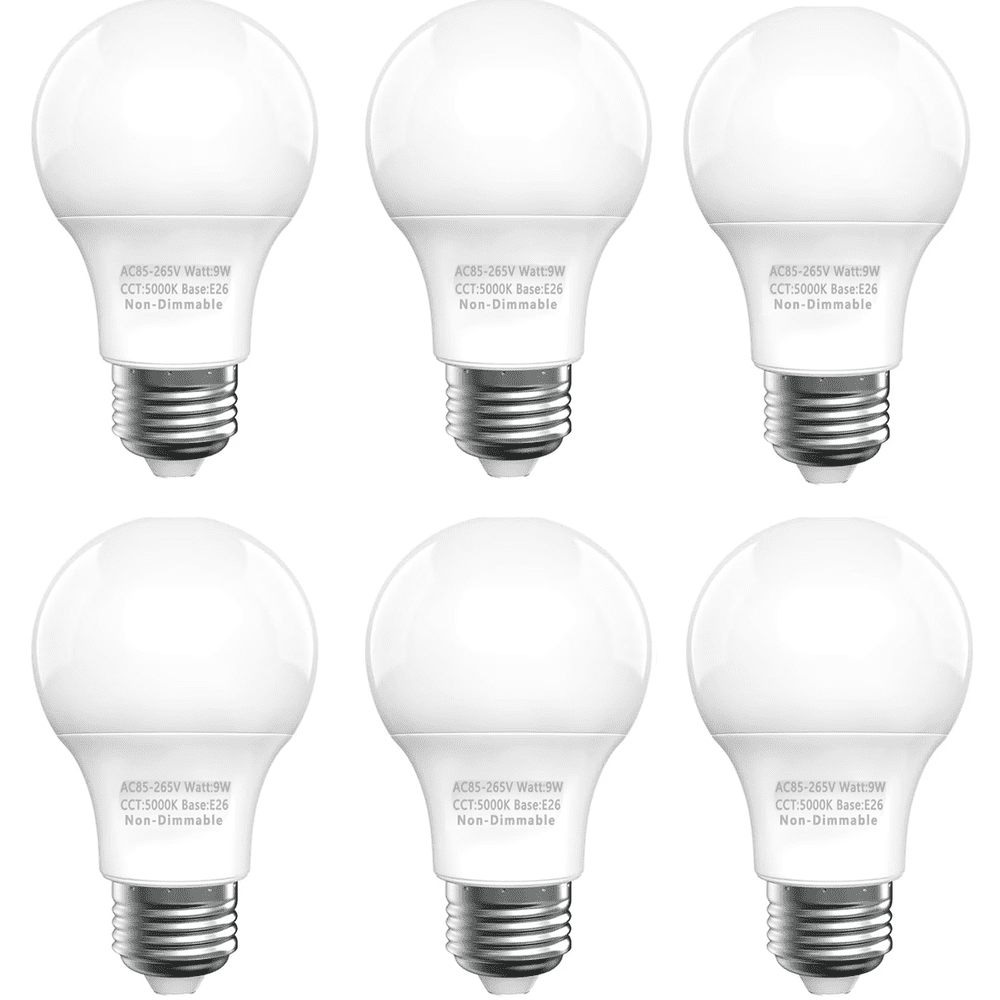 60W Daylight A19 E26 LED Light Bulbs 6-Pack: $10 60W Daylight A19 E26 LED Light Bulbs 6-Pack: $10