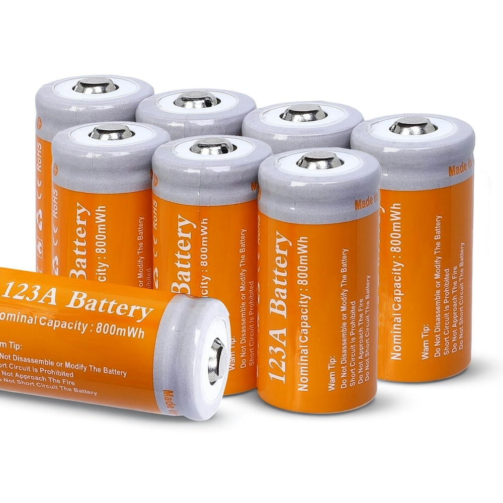 CR123A 3.7V 800mAh Lithium Rechargeable Battery 8-Pack: $15.29