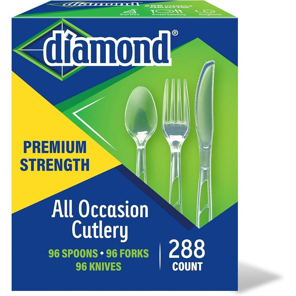 Diamond Clear Plastic Disposable Cutlery 288-Piece Set: $16.98 Diamond Clear Plastic Disposable Cutlery 288-Piece Set: $16.98
