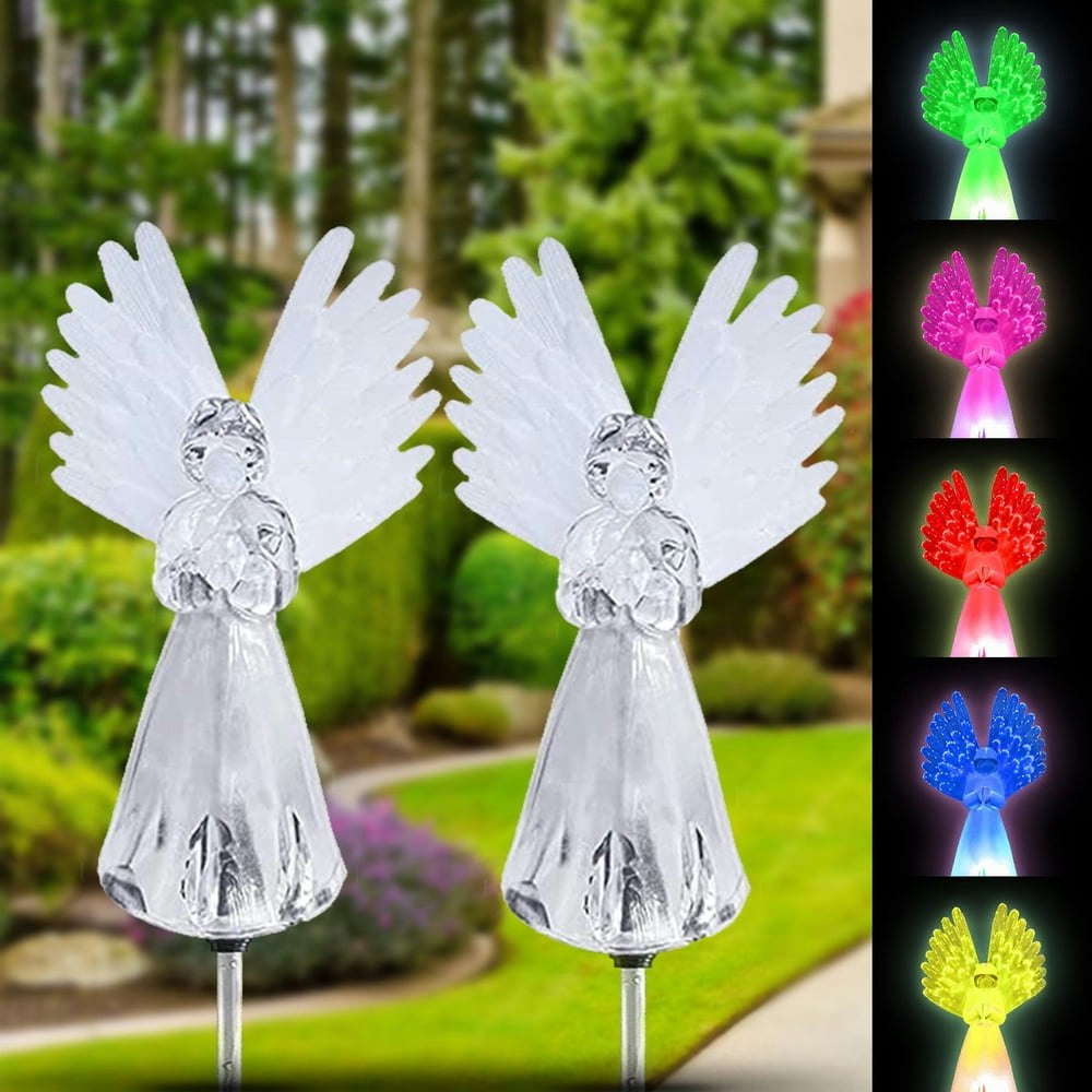 Rirool Solar Angel Garden Stake Lights 2-Pack: $14.99