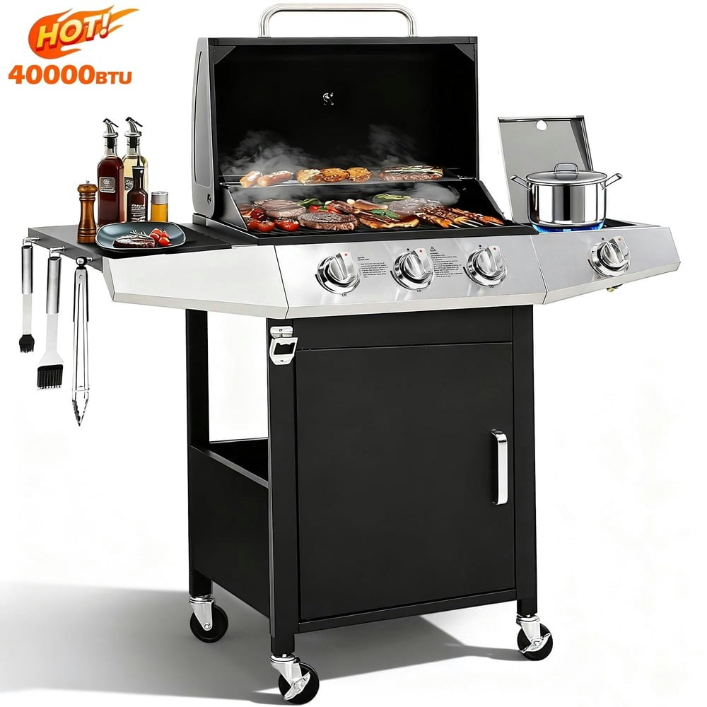 Seizeen 40,000 BTU 3-Burner Propane Gas Grill with Side Burner: $189.99 Seizeen 40,000 BTU 3-Burner Propane Gas Grill with Side Burner: $189.99