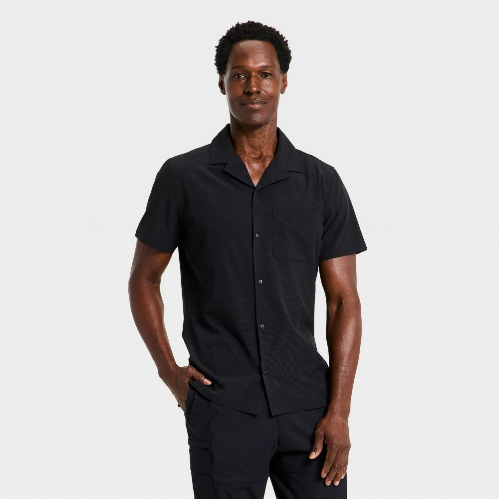 All In Motion Men's Short Sleeve Camp Collar Button-Up Shirt: $30 All In Motion Men's Short Sleeve Camp Collar Button-Up Shirt: $30