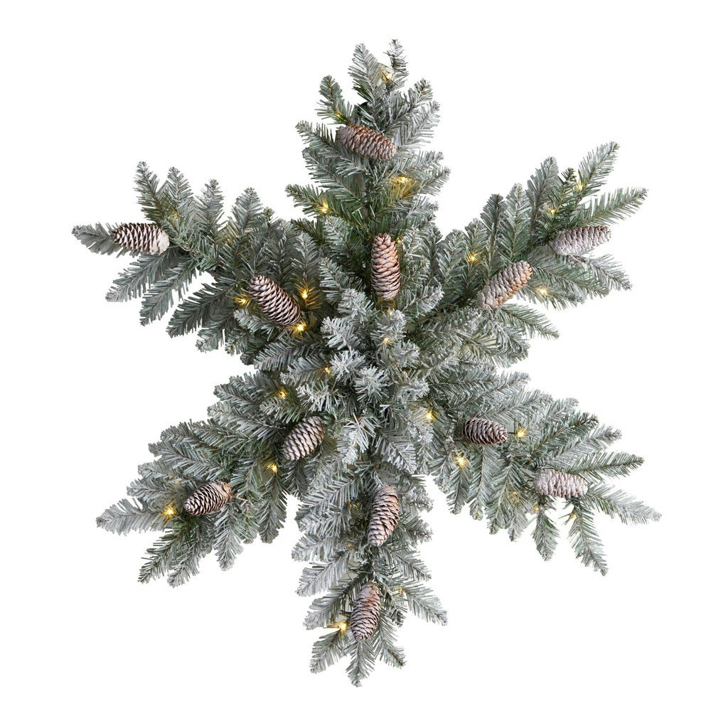 Nearly Natural 30-Inch Pre-lit LED Flocked Dunhill Fir Artificial Christmas Wreath: $55.99 Nearly Natural 30-Inch Pre-lit LED Flocked Dunhill Fir Artificial Christmas Wreath: $55.99