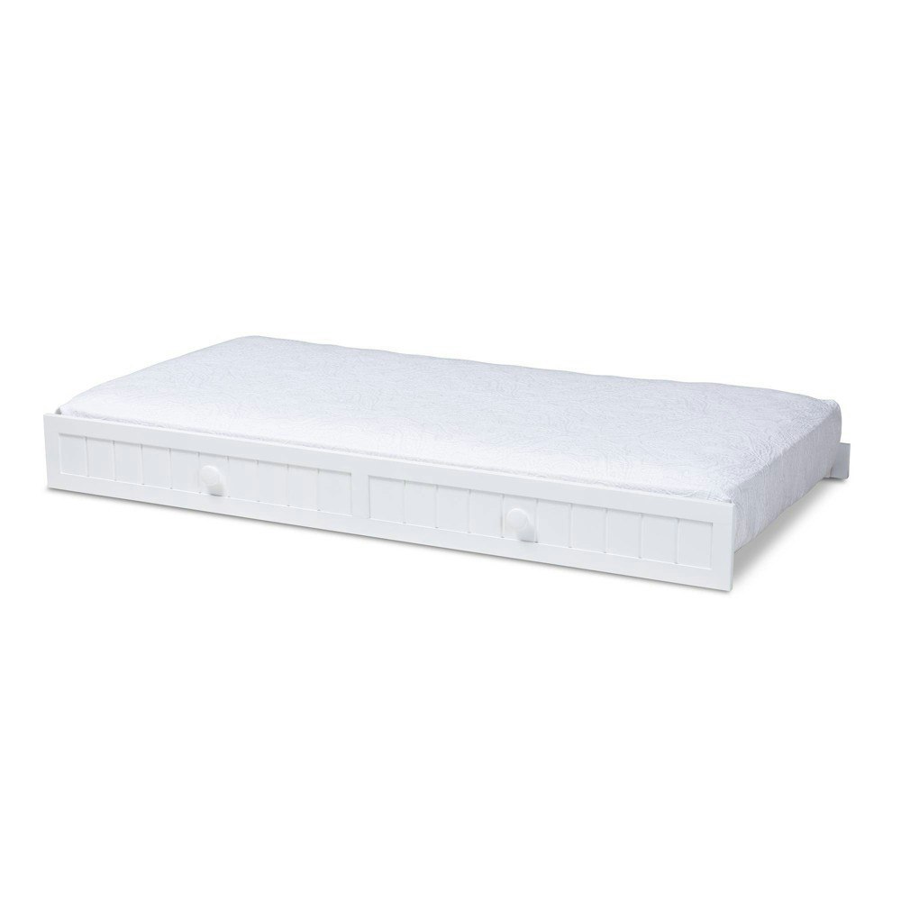Baxton Studio Twin Wood Bed with Trundle White: $186.99