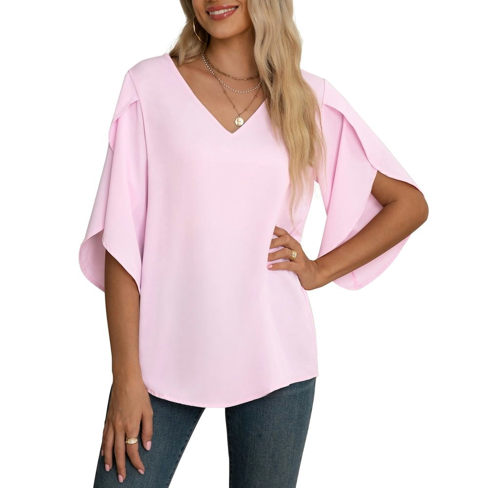 Asklazy Women's Ruffled 3/4 Sleeve Chiffon Blouse: $12.69 Asklazy Women's Ruffled 3/4 Sleeve Chiffon Blouse: $12.69