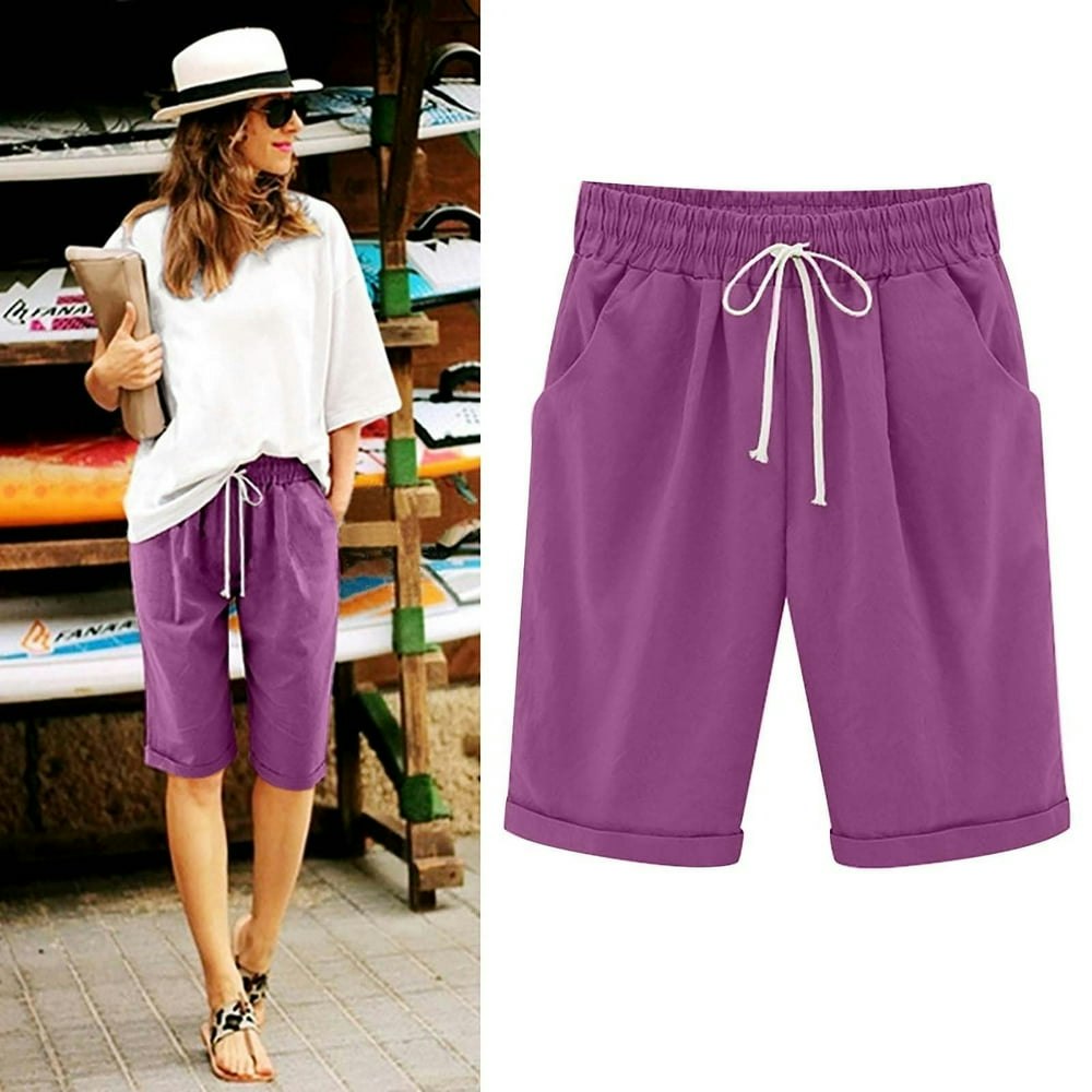 Faiwad Women's Cotton Linen Elastic Waist Shorts: $6.99 Faiwad Women's Cotton Linen Elastic Waist Shorts: $6.99
