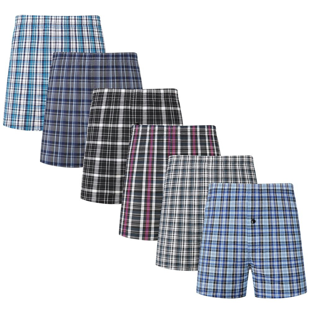 Onimisc Men's Woven Plaid Cotton Boxer Shorts 6-Pack: $18.99 Onimisc Men's Woven Plaid Cotton Boxer Shorts 6-Pack: $18.99