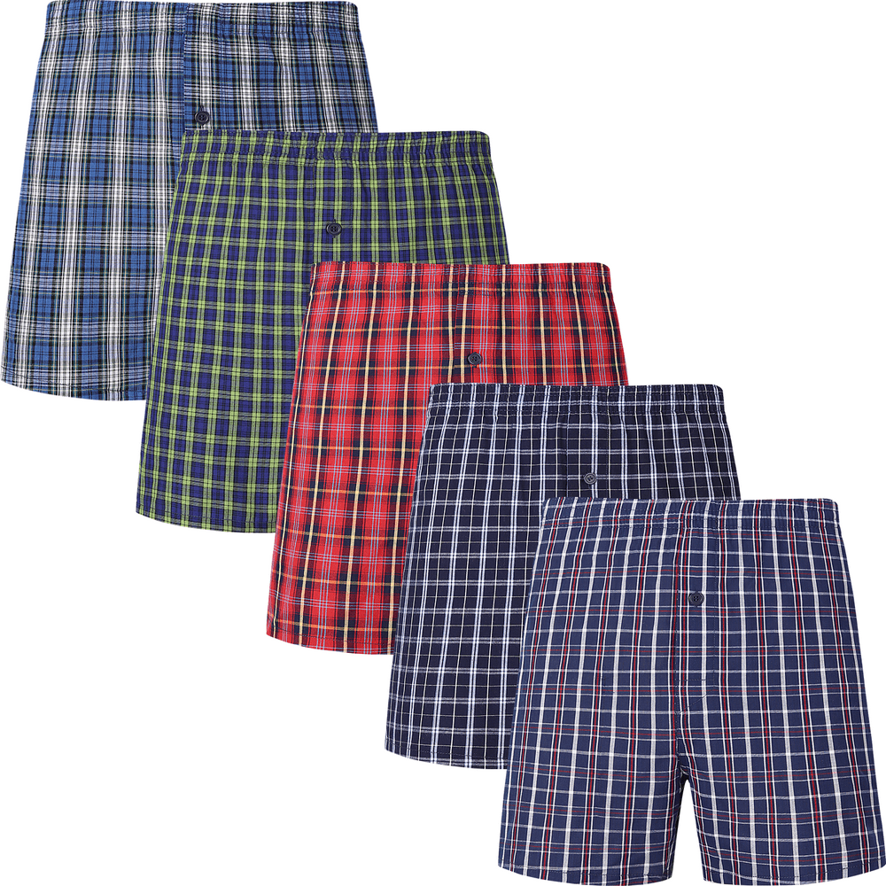 Onimisc Men's Plaid Cotton Boxer Shorts 5-Pack: $18.99 Onimisc Men's Plaid Cotton Boxer Shorts 5-Pack: $18.99