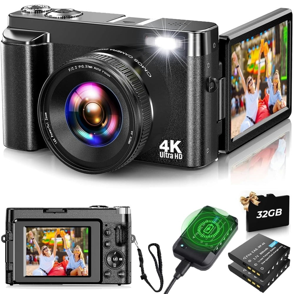 48MP 4K Vlogging Digital Camera with 32GB SD Card: $62.99 48MP 4K Vlogging Digital Camera with 32GB SD Card: $62.99