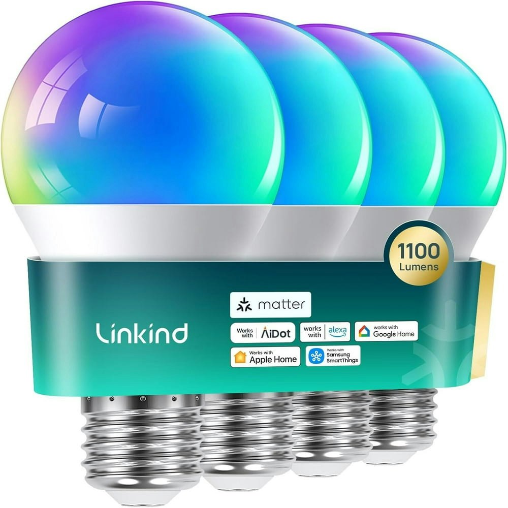 Linkind Matter A19 RGB Smart LED Light Bulbs 4-Pack: $20.99 Linkind Matter A19 RGB Smart LED Light Bulbs 4-Pack: $20.99