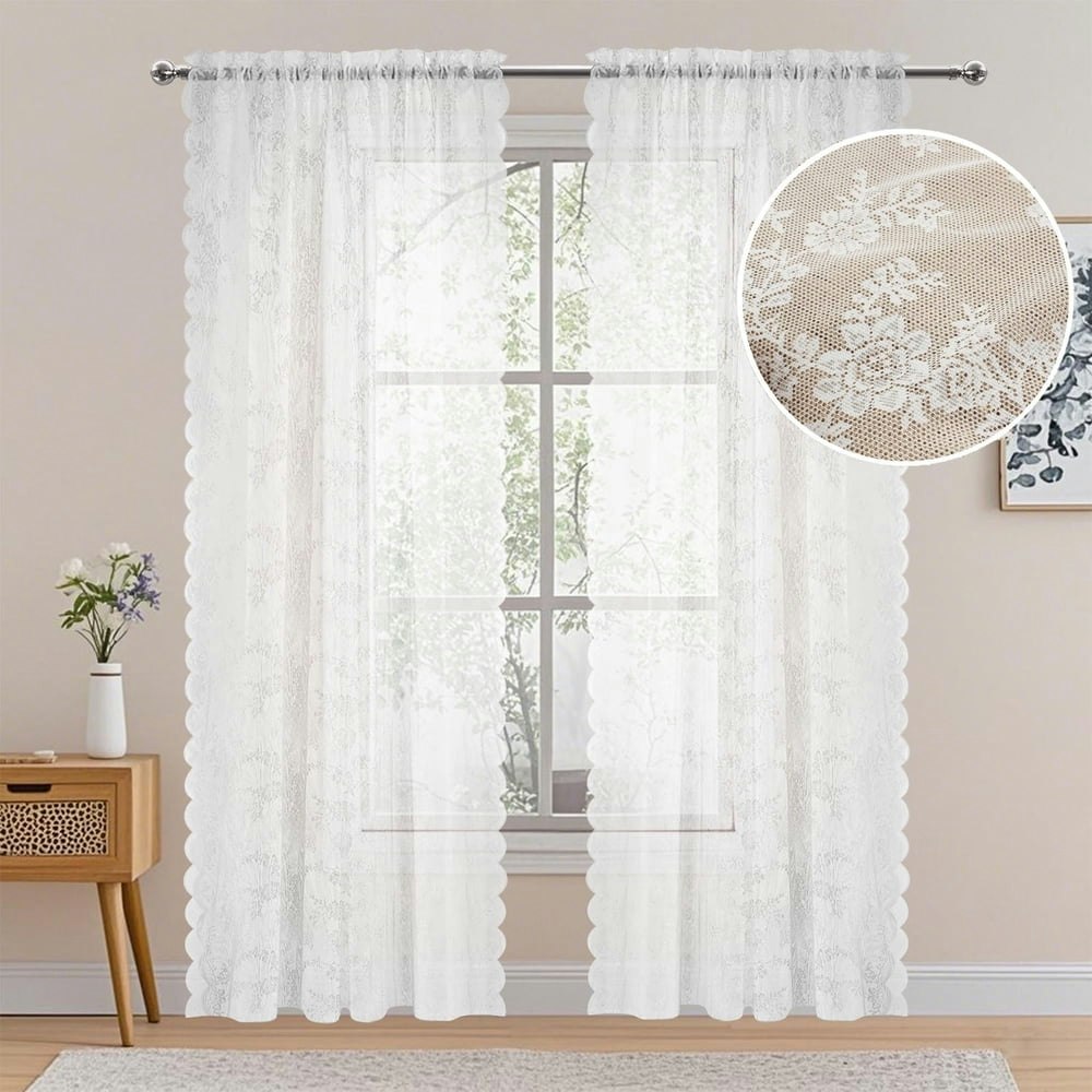 Neween Sheer Lace Curtain Single Panel: $8.01