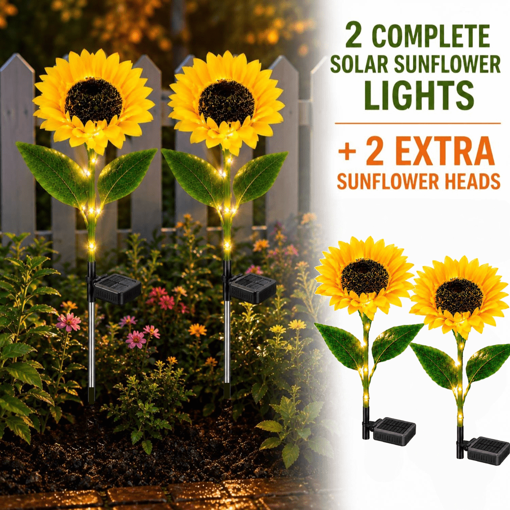 Solar Sunflower Garden Lights 2-Pack: $13.99