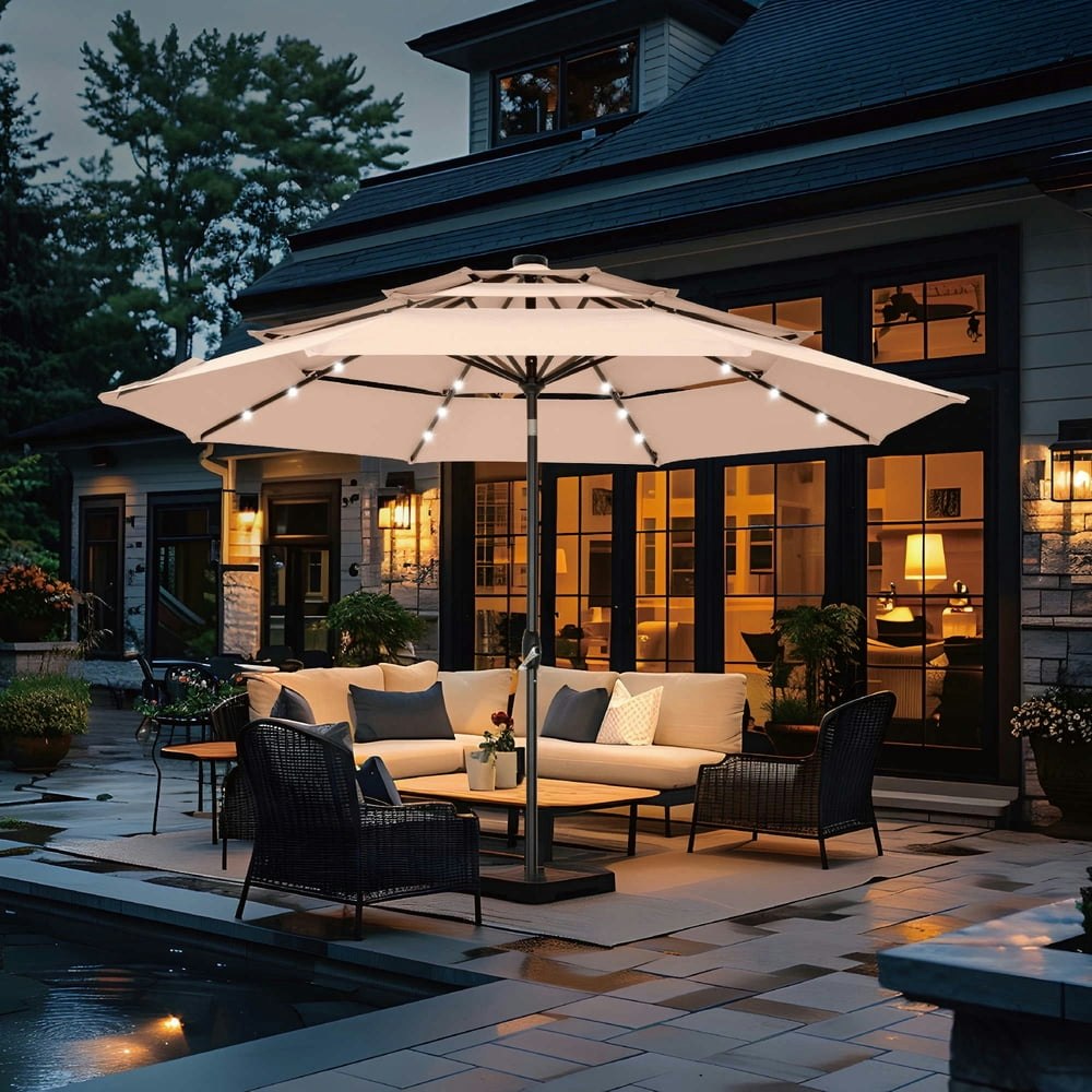 Summit Living 10-Foot Solar-Lighted Patio Umbrella: $119.99