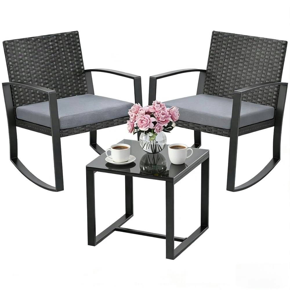 Noelse 3 Piece Wicker Rocking Chair Set: $99.96 Noelse 3 Piece Wicker Rocking Chair Set: $99.96