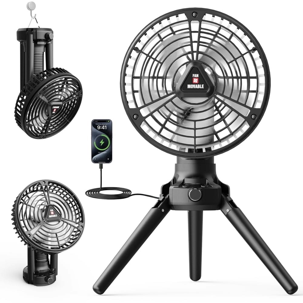 Warmtuyo 7,500mAh Portable Camping Fan with LED Light: $21.46