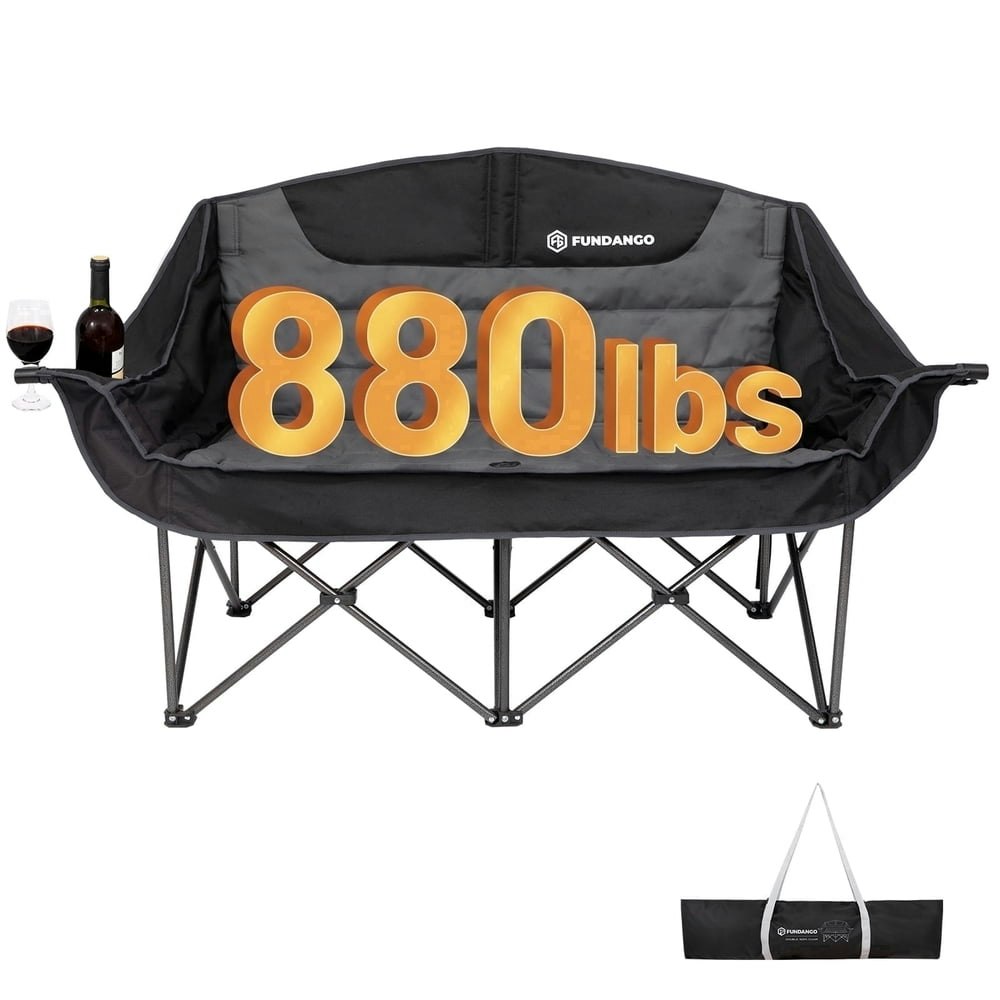 Fundango Double Folding Camping Loveseat with Side Table: $85.99 Fundango Double Folding Camping Loveseat with Side Table: $85.99