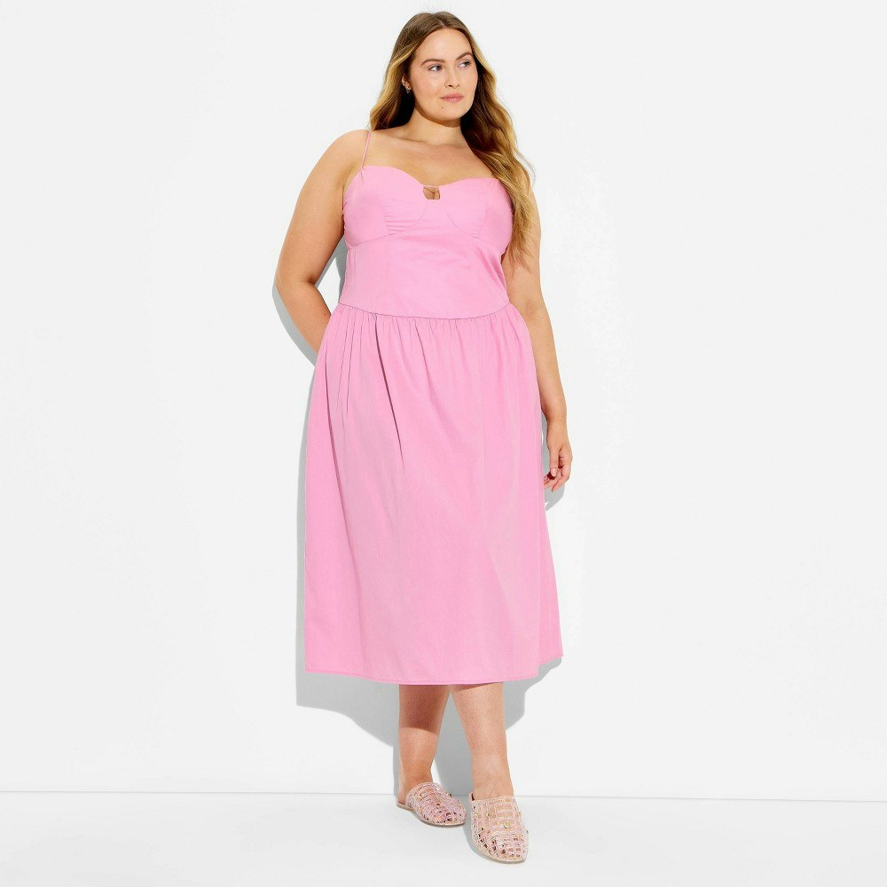 Women's Keyhole Poplin Midi Dress 3X: $40 Women's Keyhole Poplin Midi Dress 3X: $40