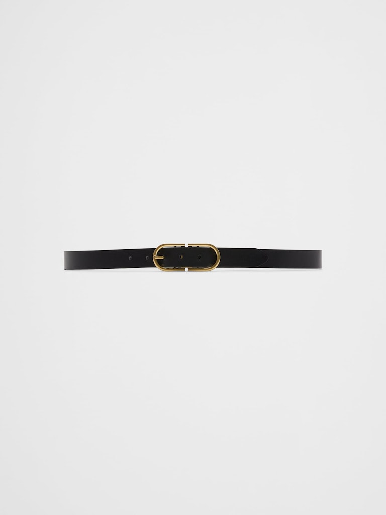 Oval Buckle Leather Belt: $35