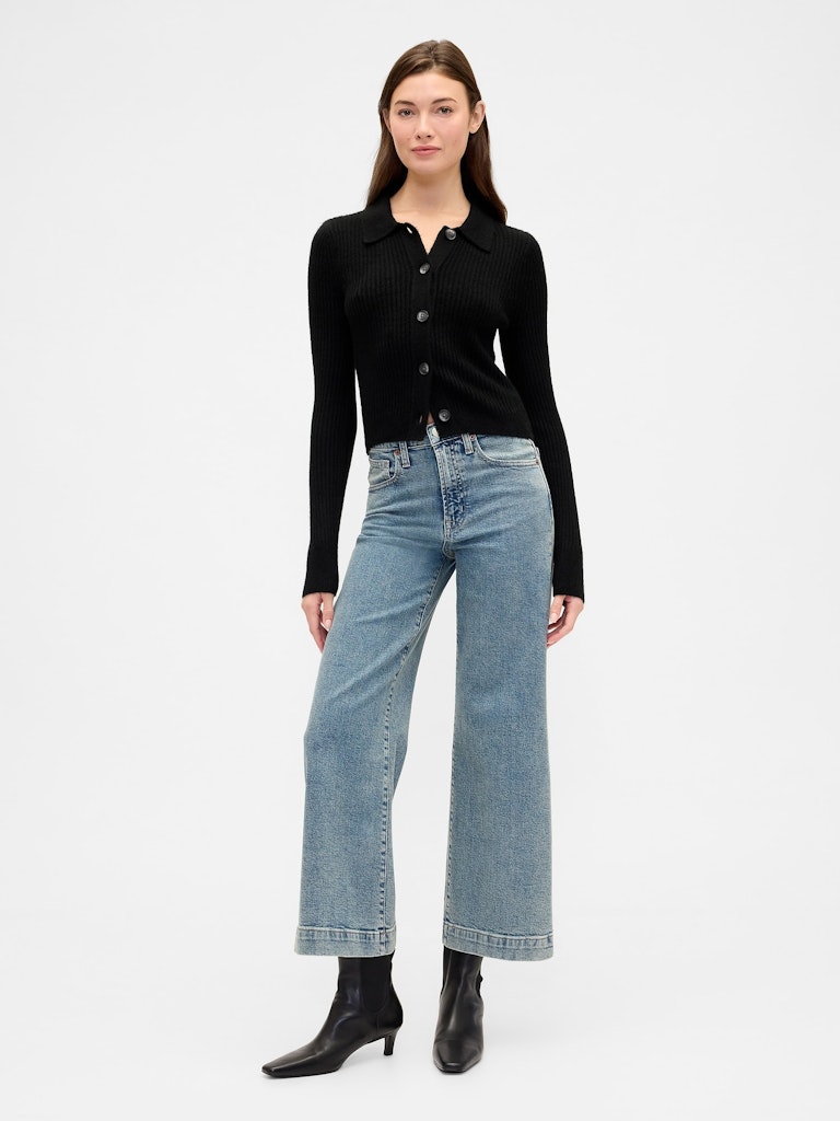 High Rise Wide-Leg Crop Jeans: $31.99