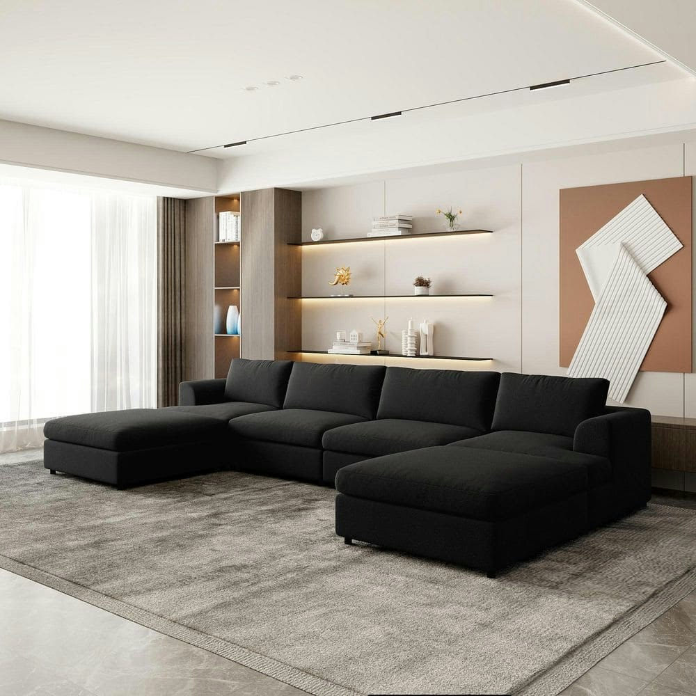 157.48 in. Square Arm 6-Piece Modular Sectional Sofa with Ottomans: $1,657.81 157.48 in. Square Arm 6-Piece Modular Sectional Sofa with Ottomans: $1,657.81