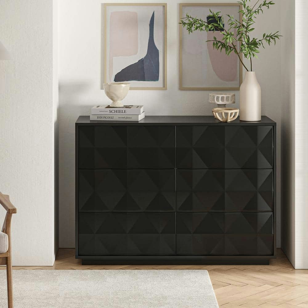 Mort Black 6-Drawer Dresser: $1,027.38 Mort Black 6-Drawer Dresser: $1,027.38