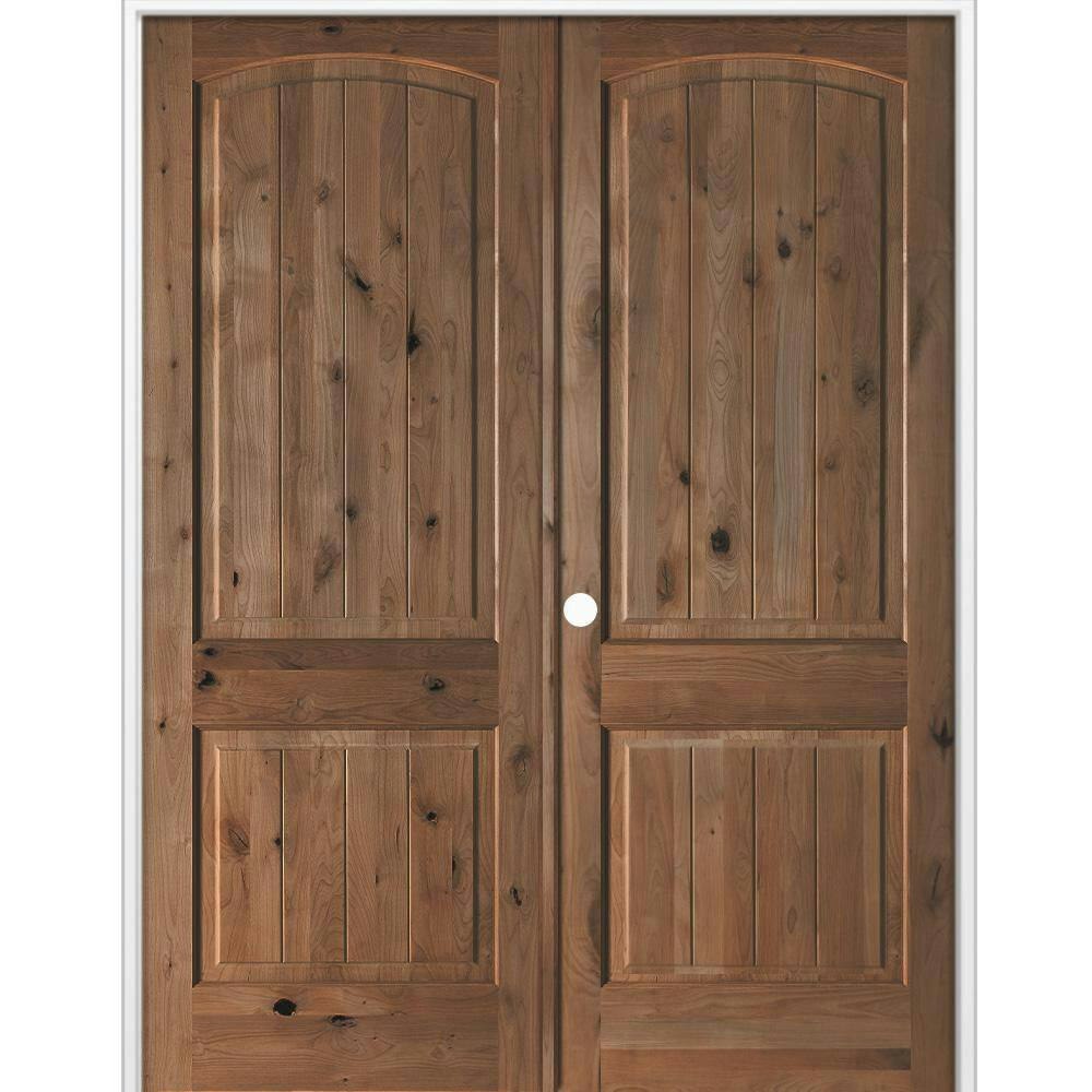 Rustic Knotty Alder 2-Panel Arch Top Wood Double Prehung Interior Door: $1,073 Rustic Knotty Alder 2-Panel Arch Top Wood Double Prehung Interior Door: $1,073