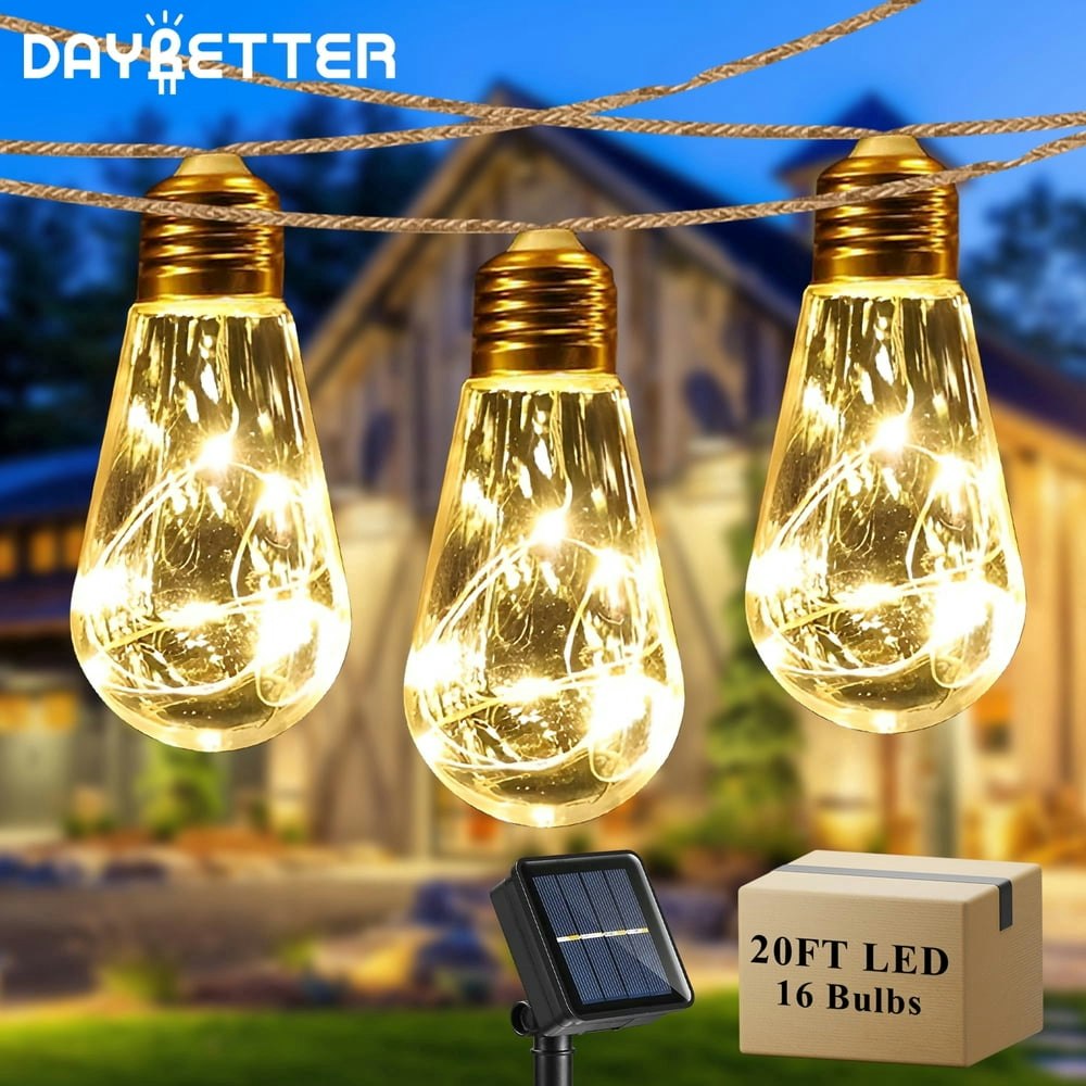 DAYBETTER Solar Outdoor String Lights 20FT 16 Bulbs: $15.59 DAYBETTER Solar Outdoor String Lights 20FT 16 Bulbs: $15.59