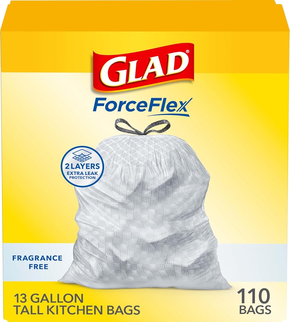Glad 13-Gallon Drawstring Fragrance Free Trash Bags 110-Count Pack: $18