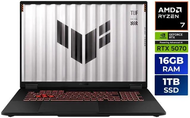 ASUS TUF AMD Ryzen 7 18" 240Hz Gaming Laptop w/ RTX 5070: $1,500