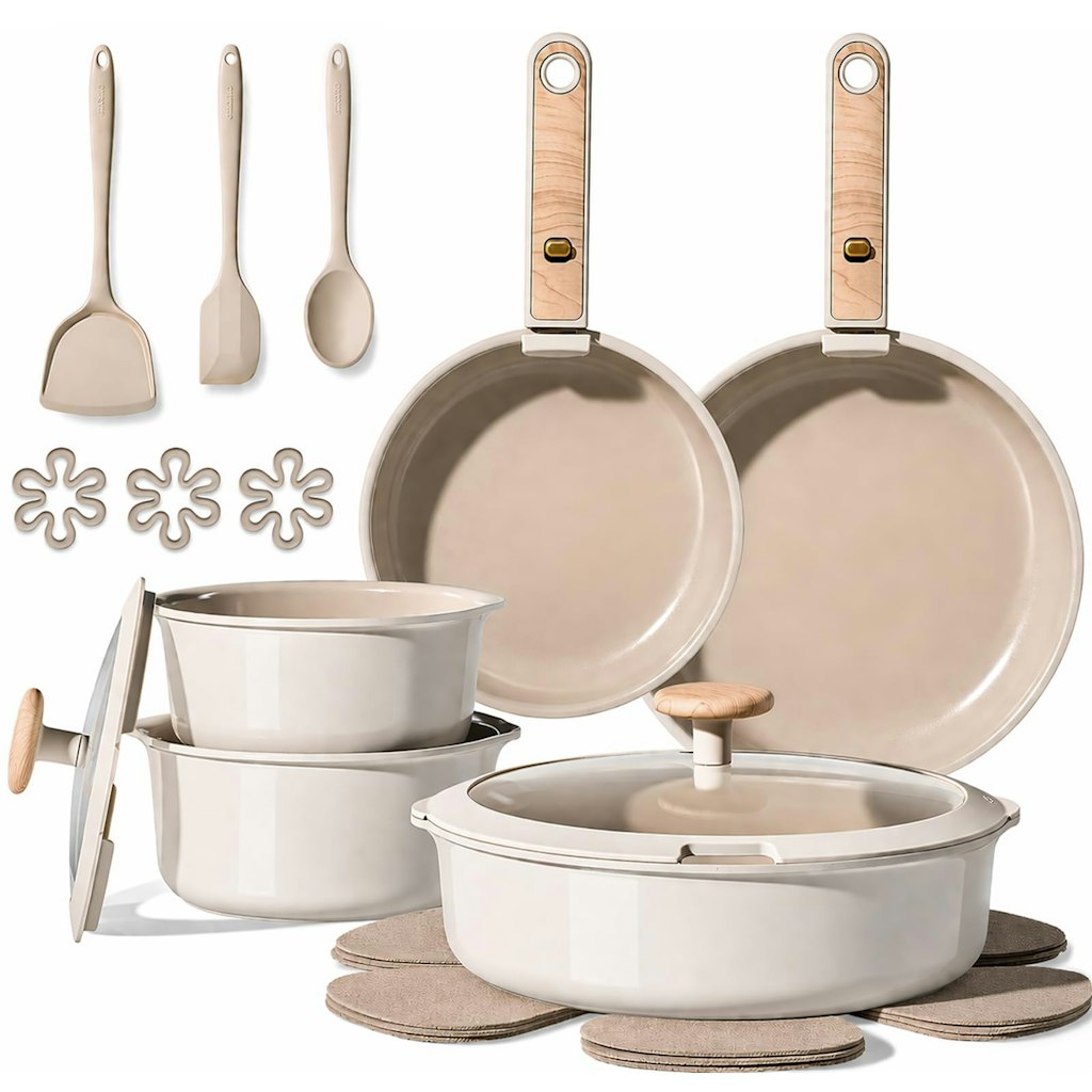 Carote Ceramic Nonstick 19-Pc. Cookware Set w/ Detachable Handles: $40