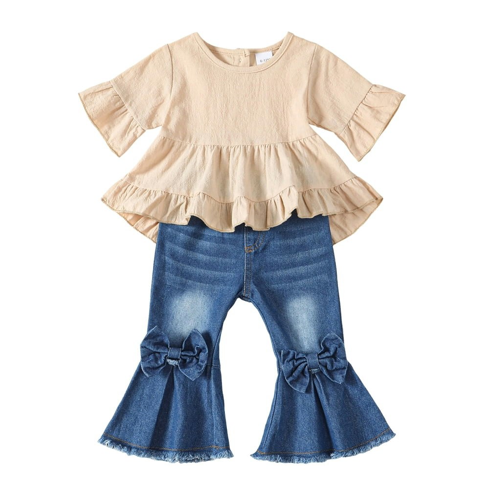 Toddler Girls 2-Piece Short Sleeve Top and Jeans Set: $13.49