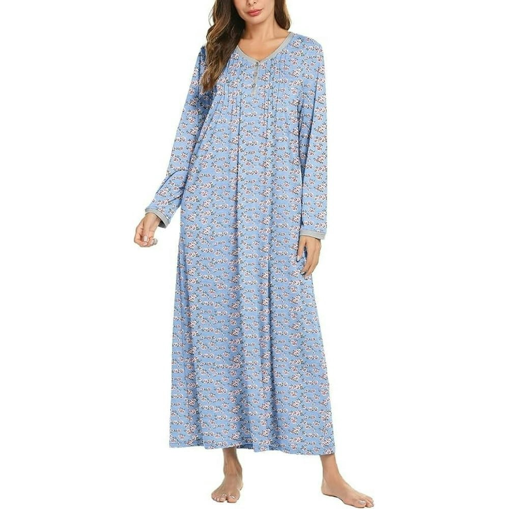 Avidlove Women's Long Sleeve Henley Nightgown: $21.89