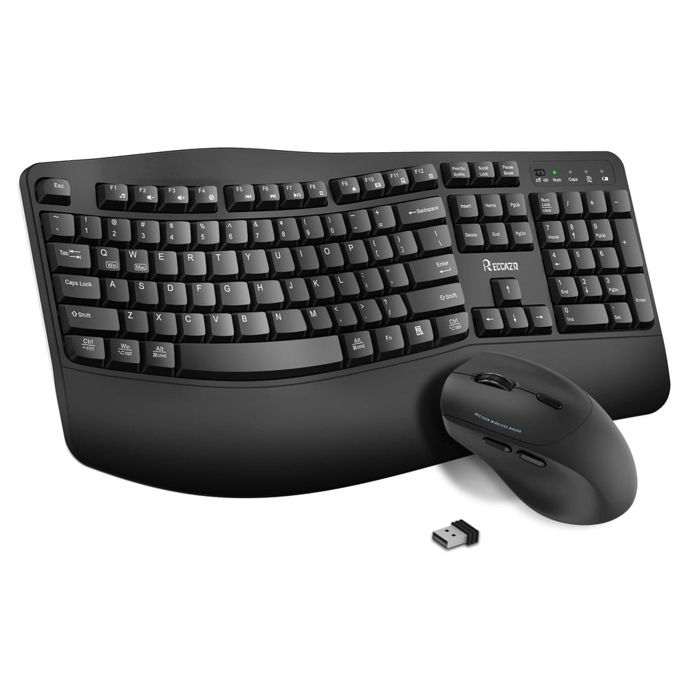 RECCAZR Wireless Ergonomic Keyboard and Mouse Combo: $30.99