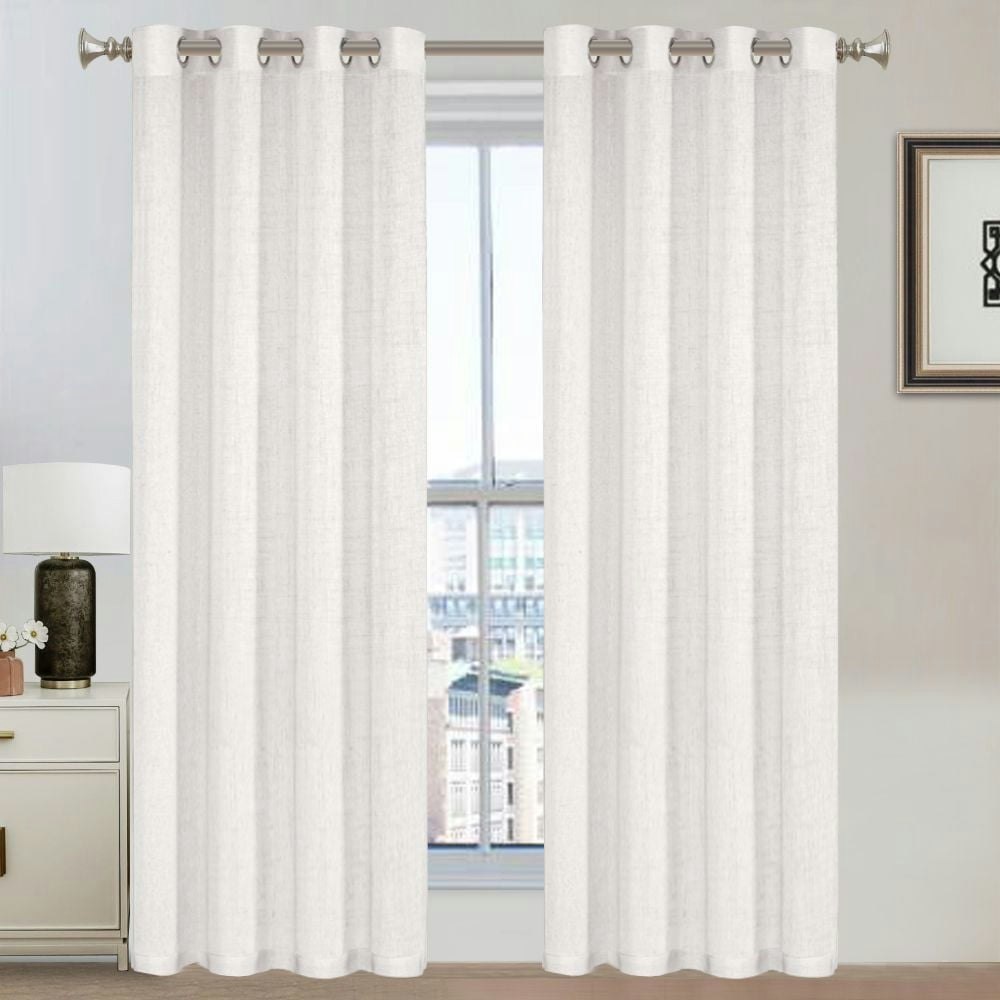 PrimeBeau 52" x 96" Semi-Sheer Linen Blended Grommet Curtains: $35.99 PrimeBeau 52" x 96" Semi-Sheer Linen Blended Grommet Curtains: $35.99