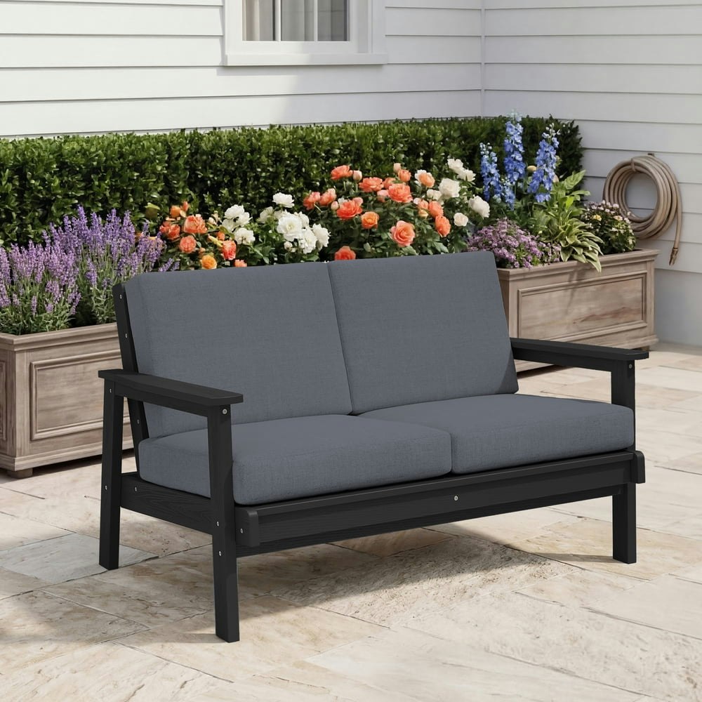 Serwall HDPE Outdoor Loveseat with Cushion: $269.99