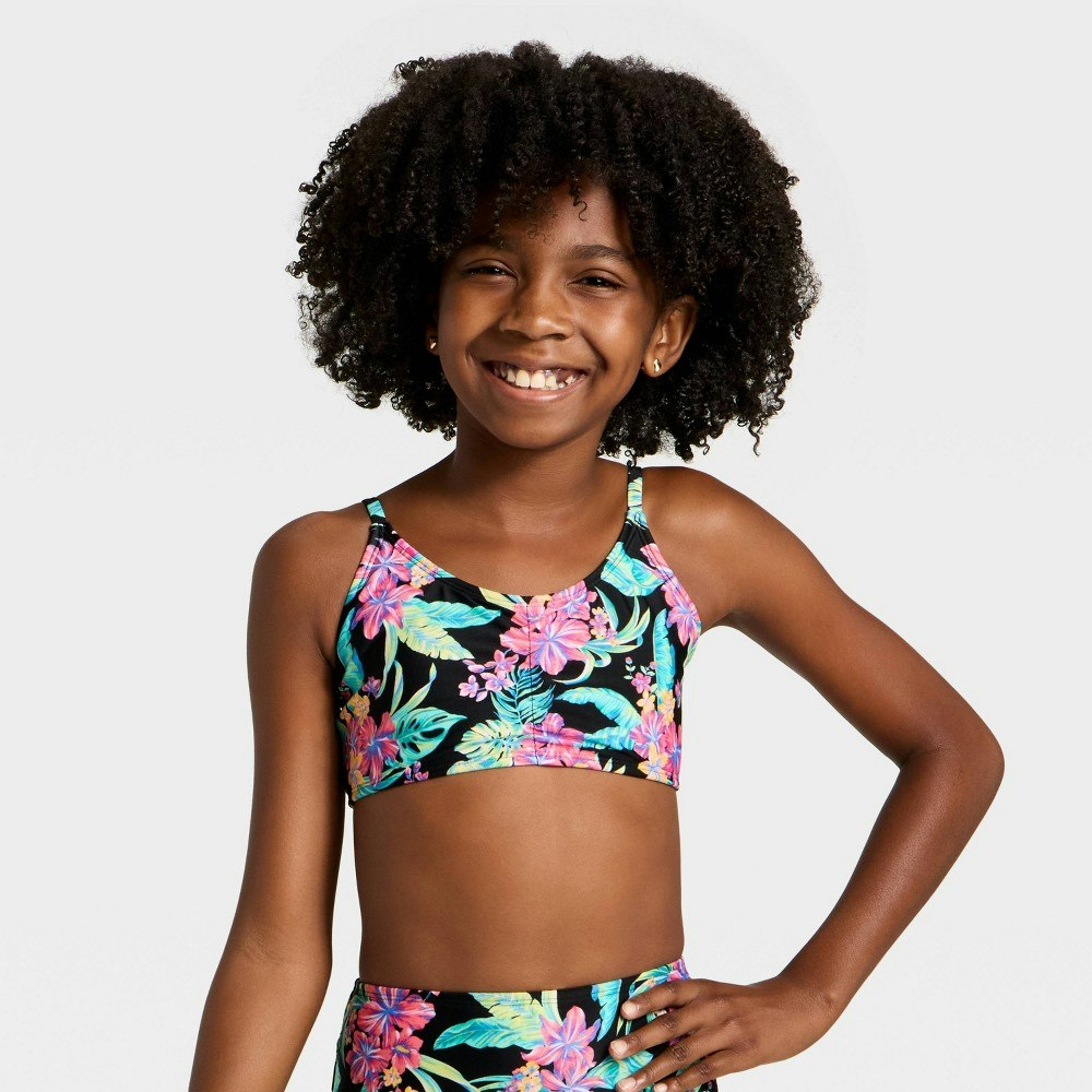 Girls' Tropical Floral Shirred Swimsuit Top: $10 Girls' Tropical Floral Shirred Swimsuit Top: $10
