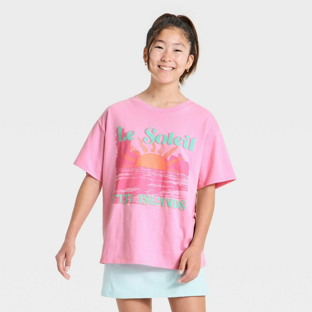 Girls’ Oversized Le Soleil Graphic T-Shirt: $10 Girls’ Oversized Le Soleil Graphic T-Shirt: $10