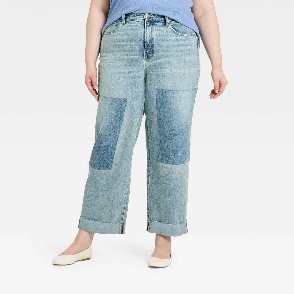 Women’s High-Rise Patchwork Straight Cropped Jeans: $38 Women’s High-Rise Patchwork Straight Cropped Jeans: $38