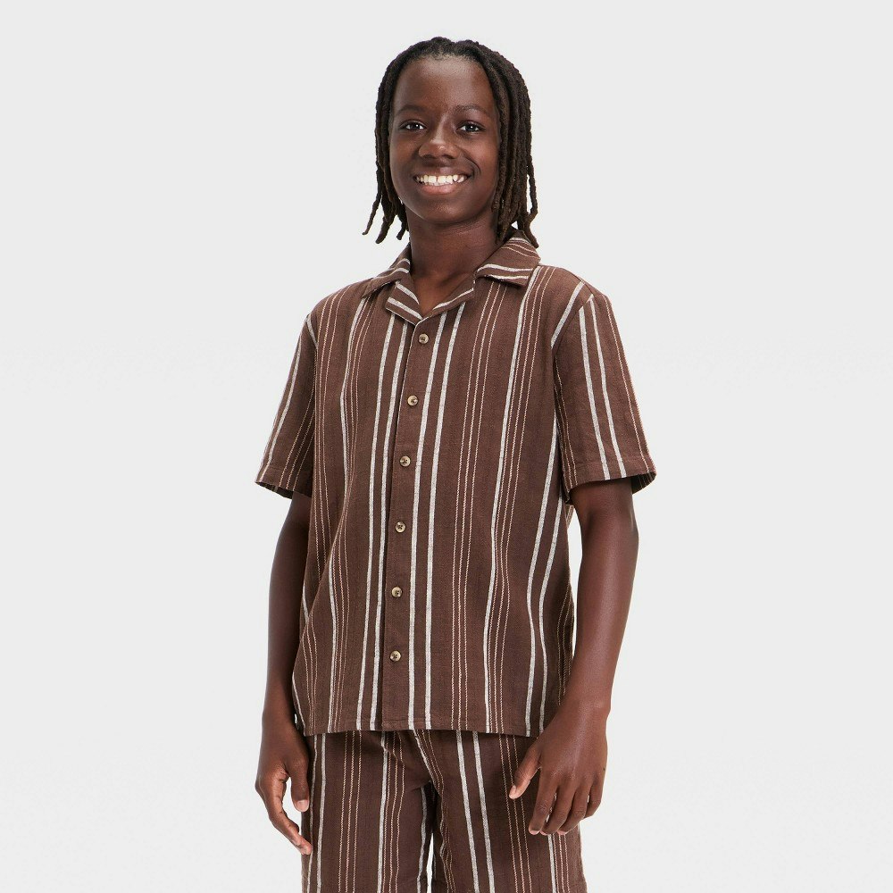 Art Class Boys' Short Sleeve Striped Woven Button-Up Shirt: $18