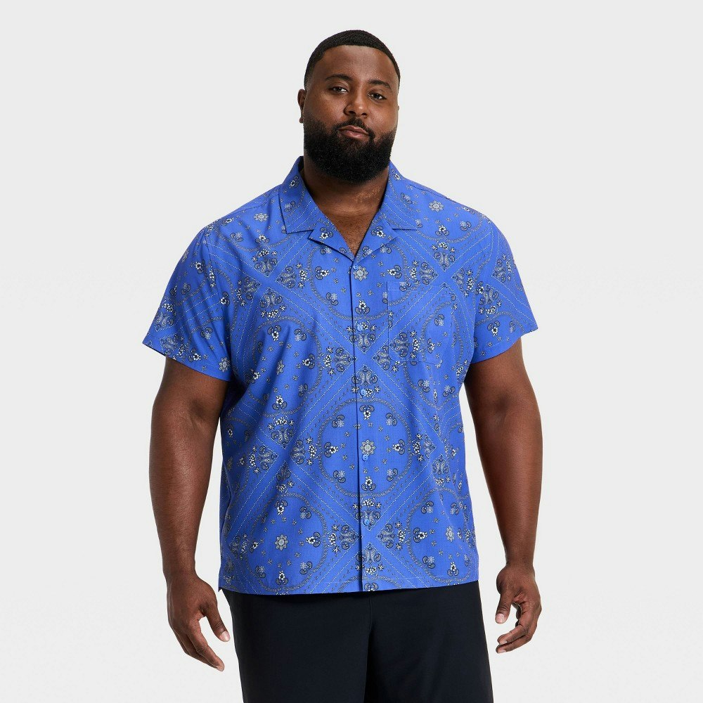 Men's Big Grid Woven Button-Down Shirt 3XL: $30 Men's Big Grid Woven Button-Down Shirt 3XL: $30