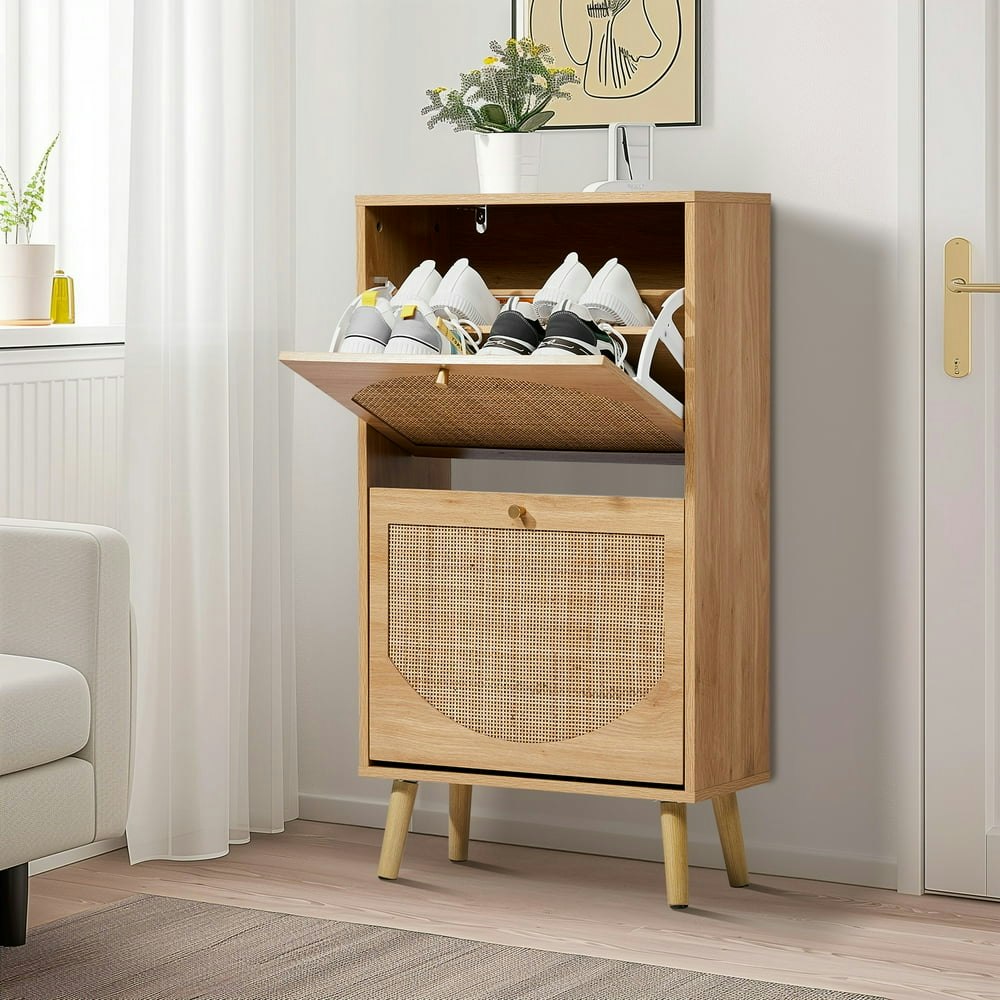 Ktaxon Rattan 2-Drawer Shoe Storage Cabinet: $56.90