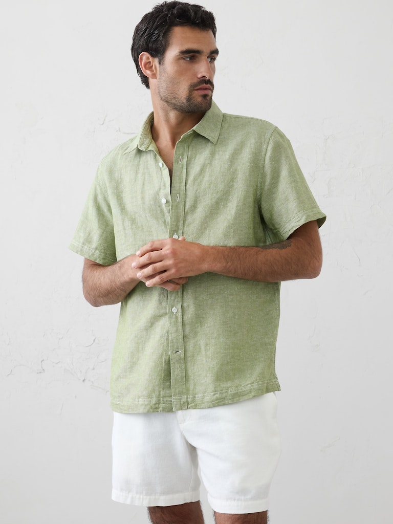 Standard-Fit Linen-Blend Shirt: $37.50