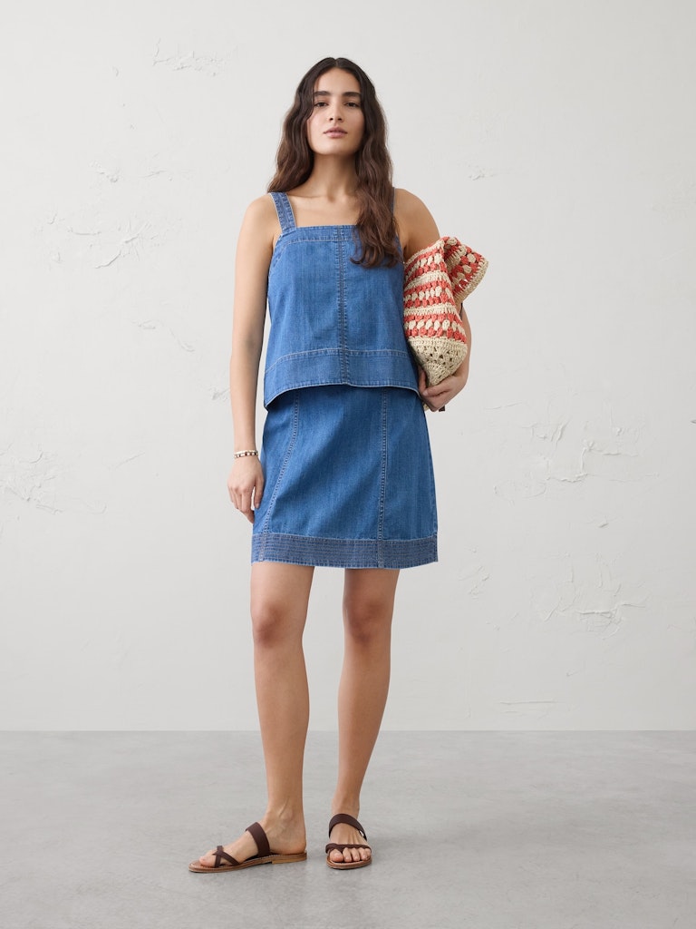 Denim Trapunto Mini Skirt: $45 Denim Trapunto Mini Skirt: $45