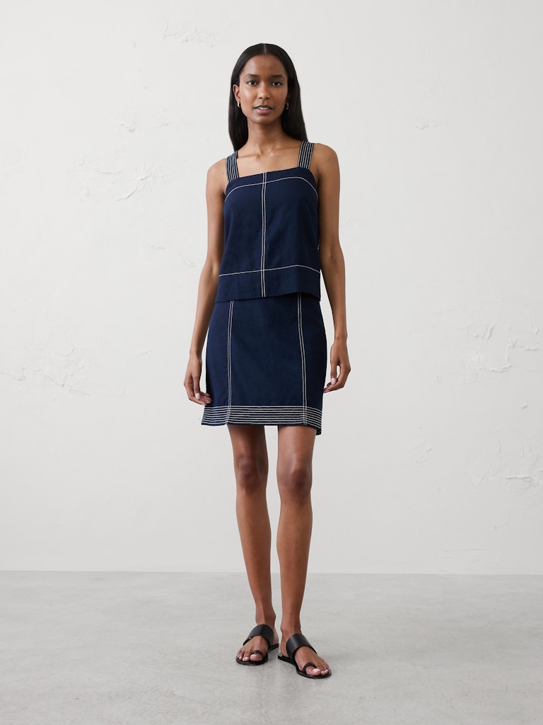 Linen-Blend Trapunto Mini Skirt: $45 Linen-Blend Trapunto Mini Skirt: $45