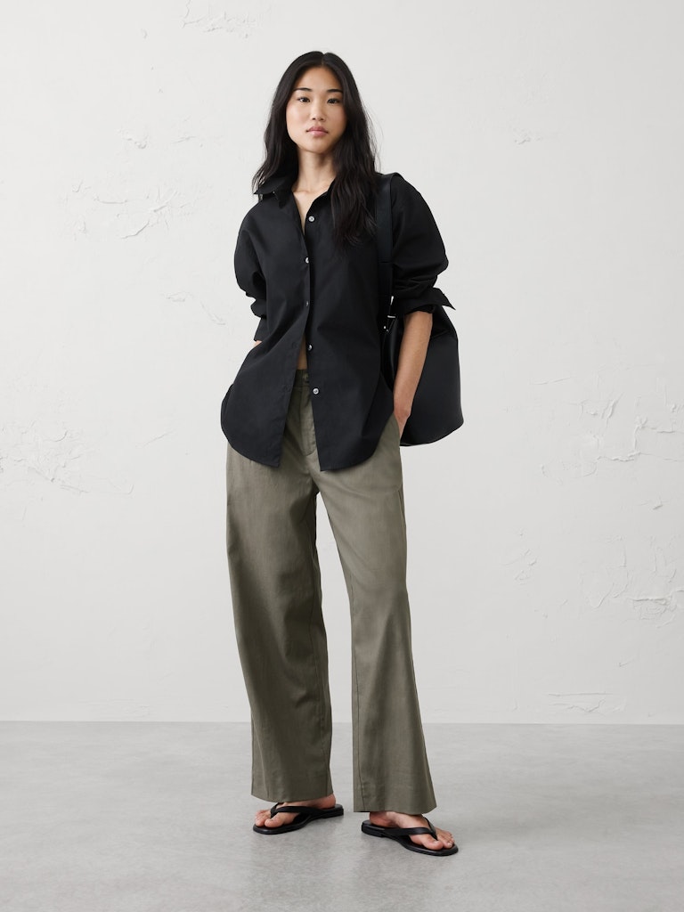 High-Rise Pleated Linen-Blend Straight-Leg Pants: $60 High-Rise Pleated Linen-Blend Straight-Leg Pants: $60